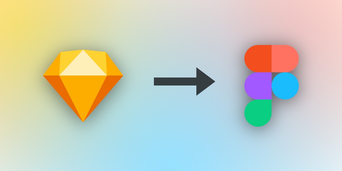 An arrow pointing from the Sketch logo to the Figma logo, signifying the migration